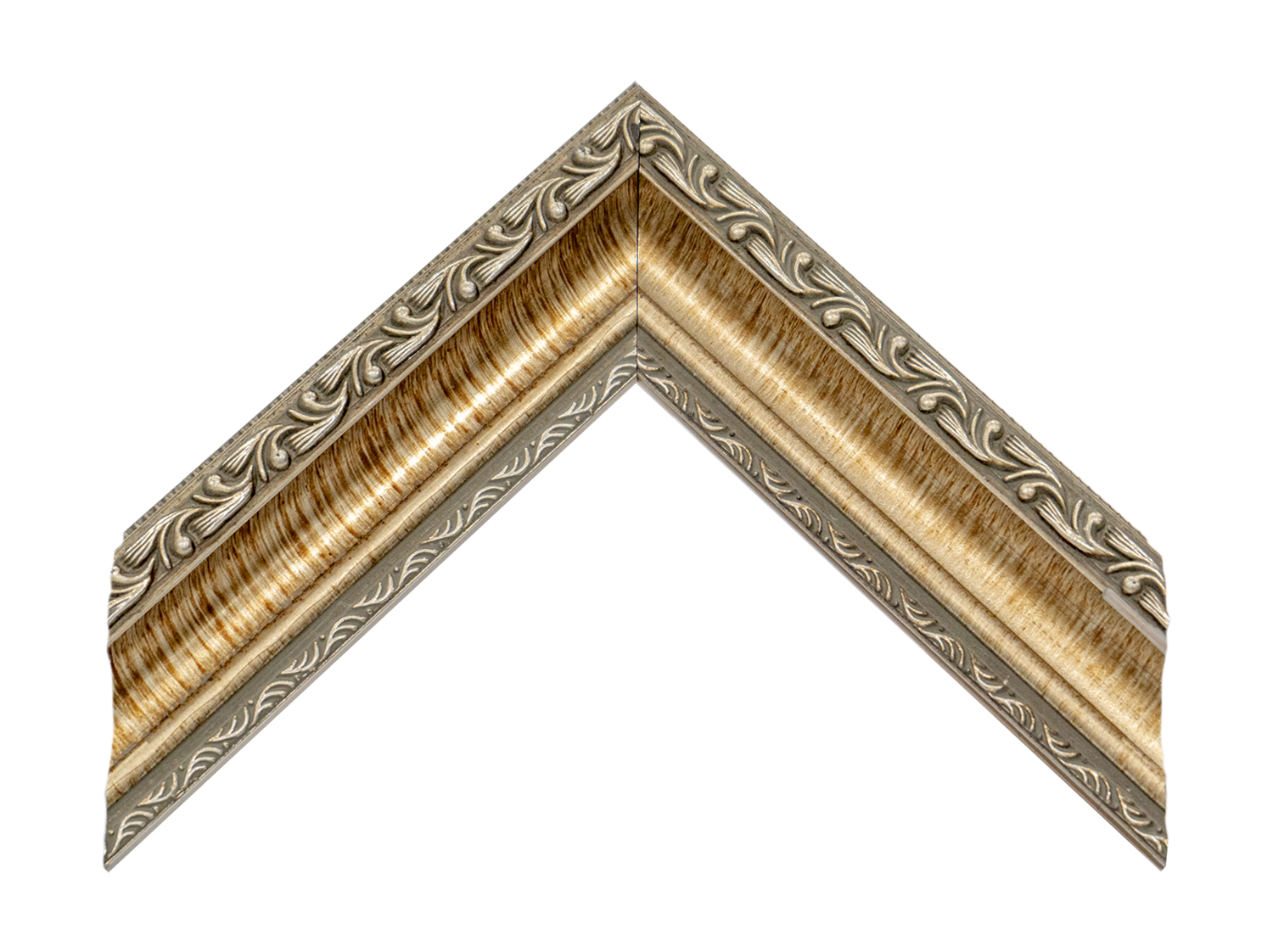 Gemini Wood Moulding - SCRATCHED SILVER ORNATE G-2808